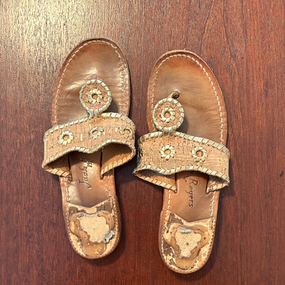 Jack Rogers Gold and Brown Sandals